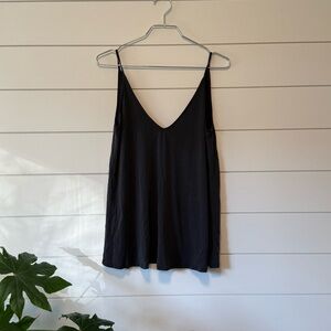 Silence + Noise Black V Neck V Back Camisole Top Soft Drapey - Size S